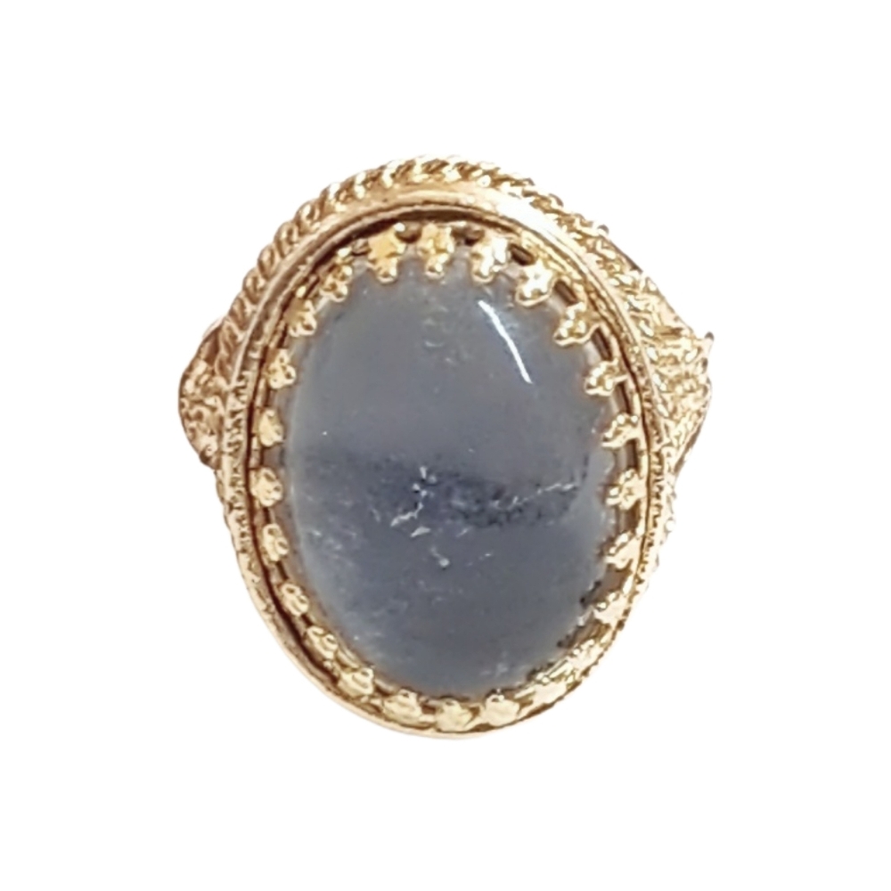 Gold Tone Adjustable Ring with Clear & Gray Faux Stone | Mood Ring Style | NWOT